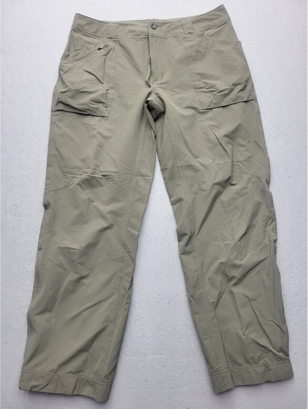 REI Women's Pants Size 16 Green Hiking Wash Nylon Blend High Pockets